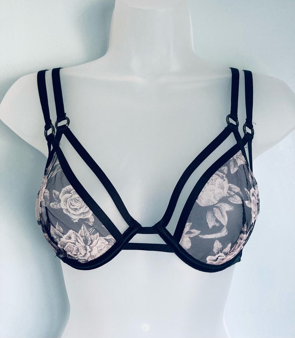 Victoria's Secret Unlined Bra 32D NWOT Floral Fairy Strappy